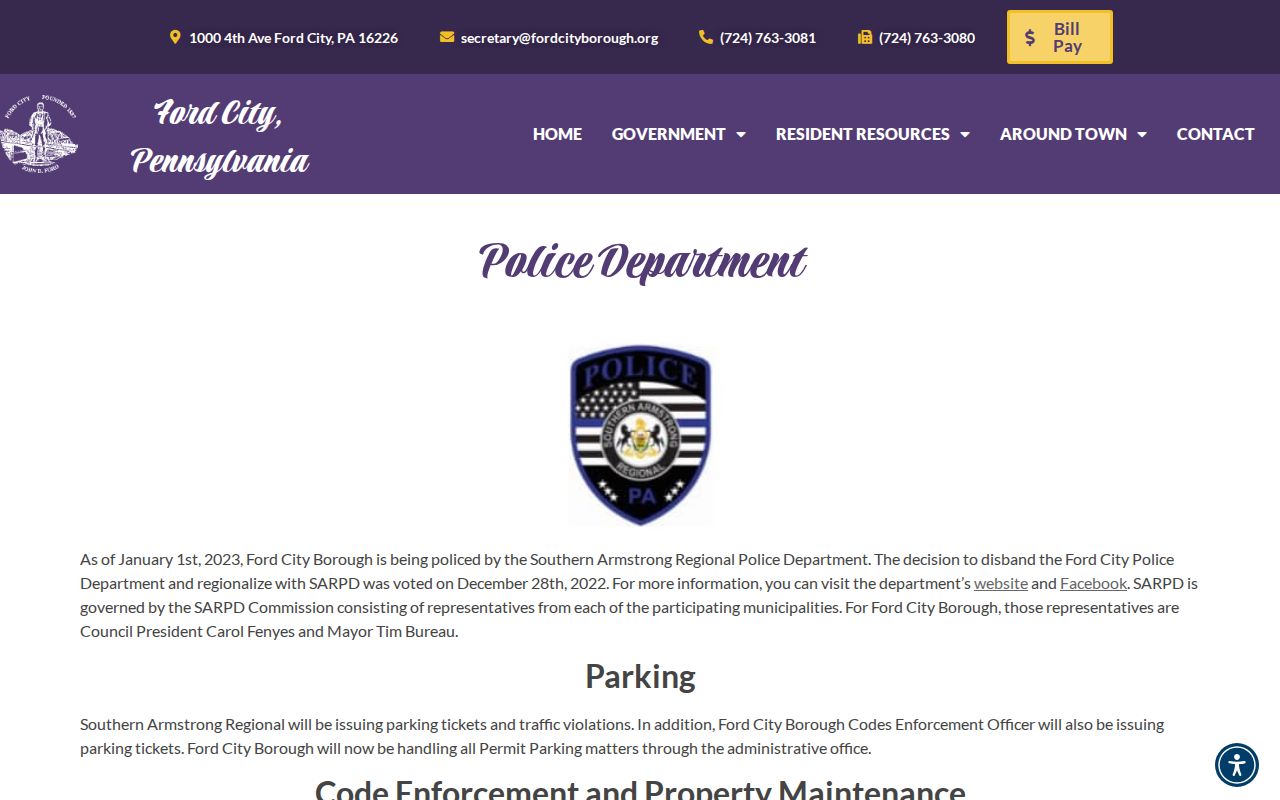 Ford City police substation information
