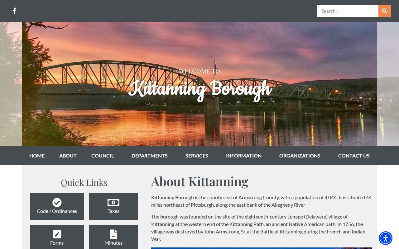 Official Kittanning Borough history and local imagery